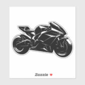 Futuristic Motorcycle Black White Vector  Sticker (Vel)