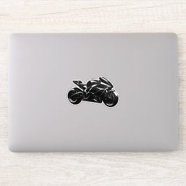 Futuristic Motorcycle Black White Vector  Sticker