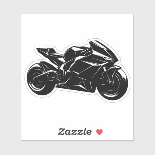 Futuristic Motorcycle Black White Vector Sticker (Vel)