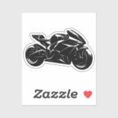 Futuristic Motorcycle Black White Vector  Sticker (Vel)