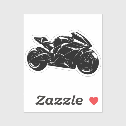 Futuristic Motorcycle Black White Vector  Sticker (Vel)