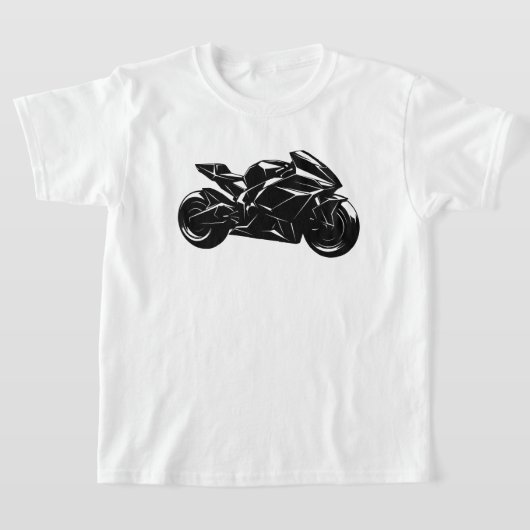Futuristic Motorcycle Black White Vector  T-shirt (Laagn)