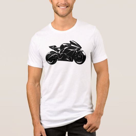 Futuristic Motorcycle Black White Vector  Tri-Blend Shirt (Voorkant)