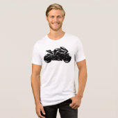 Futuristic Motorcycle Black White Vector  Tri-Blend Shirt (Voorkant volledig)