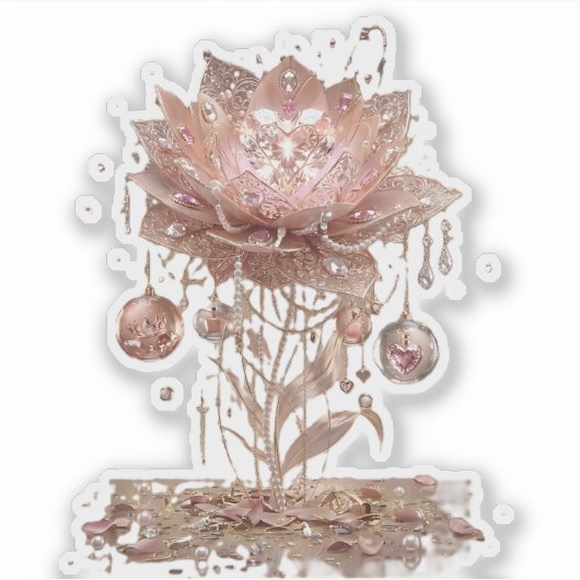 Futuristic Neon Blossom Vinyl Sticker (Voorkant)