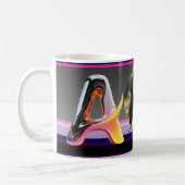 Futuristic Neon Glossy Abstract Letter A Koffiemok (Links)