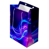 Futuristic Neon Liquid Waves - Electric Energy Flo Medium Cadeauzakje (Voorkant Gekanteld)