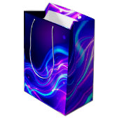 Futuristic Neon Liquid Waves - Electric Energy Flo Medium Cadeauzakje (Achterkant Gekanteld)