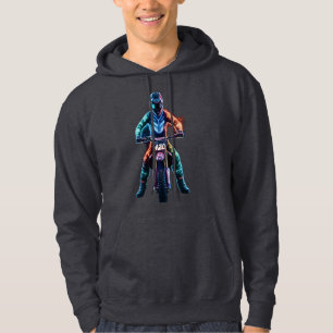 Futuristic Neon Motocross Rider T-Shirt Design