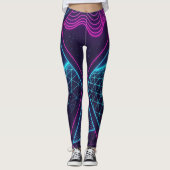 Futuristic Neon Waves Seamless Pattern for Leggings (Voorkant)