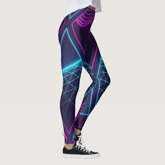 Futuristic Neon Waves Seamless Pattern for Leggings (Rechts)