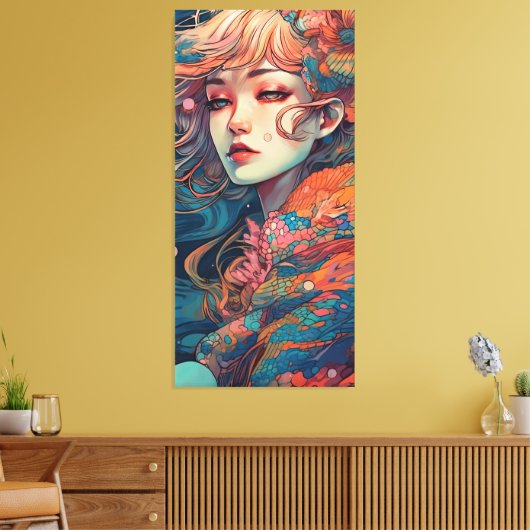 Futuristic Ocean Mermaid Canvas Afdruk (Insitu (Woonkamer))