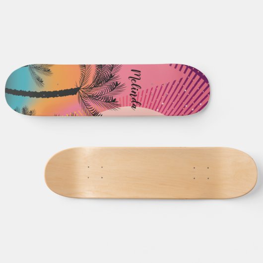 Futuristic Palm Skateboard Persoonlijke naamdekken (Horizontaal)