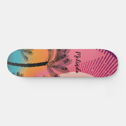 Futuristic Palm Skateboard Persoonlijke naamdekken (Horizontaal)