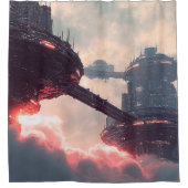 Futuristic platforms in the clouds at twilight douchegordijn (Voorkant)