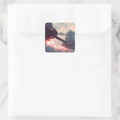 Futuristic platforms in the clouds at twilight vierkante sticker (Tas)