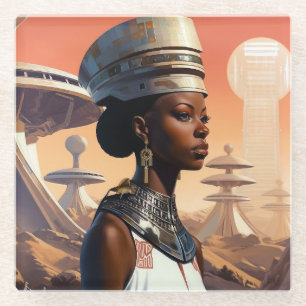 Futuristic Queen Afrofuturistic Science Fiction Glazen Onderzetter