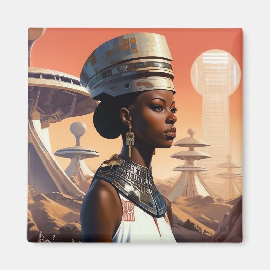 Futuristic Queen Afrofuturistic Science Fiction Magneet (Voorkant)