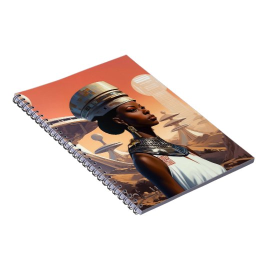 Futuristic Queen Afrofuturistic Science Fiction Notitieboek (Rechterzijde)