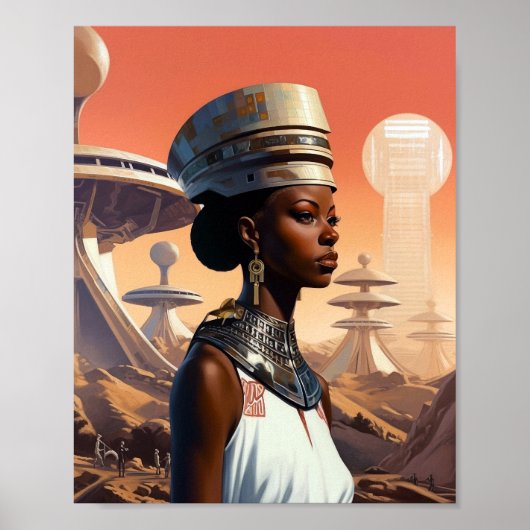 Futuristic Queen Afrofuturistic Science Fiction Poster (Voorkant)