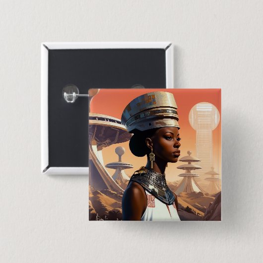 Futuristic Queen Afrofuturistic Science Fiction Vierkante Button 5,1 Cm (Voorkant /achterkant)