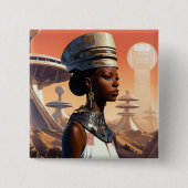 Futuristic Queen Afrofuturistic Science Fiction Vierkante Button 5,1 Cm (Voorkant)
