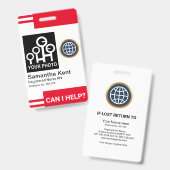 Futuristic Red Stripes Fotosjabloon ID werknemer Badge (Front & Back)