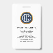 Futuristic Red Stripes Fotosjabloon ID werknemer Badge (Back)