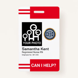 Futuristic Red Stripes Fotosjabloon ID werknemer Badge