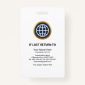 Futuristic Red Stripes Fotosjabloon ID werknemer Badge (Achterkant)