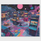 Futuristic Retro Arcade in Outer Space Cadeaupapier (Vlak)