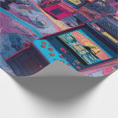 Futuristic Retro Arcade in Outer Space Cadeaupapier (Hoek)