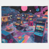 Futuristic Retro Arcade in Outer Space Fleece Deken (Voorkant (Horizontaal))