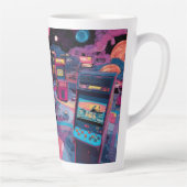 Futuristic Retro Arcade in Outer Space Latte Mok (Rechts)