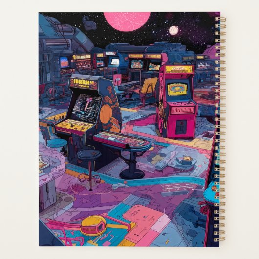 Futuristic Retro Arcade in Outer Space Planner (Achterkant)