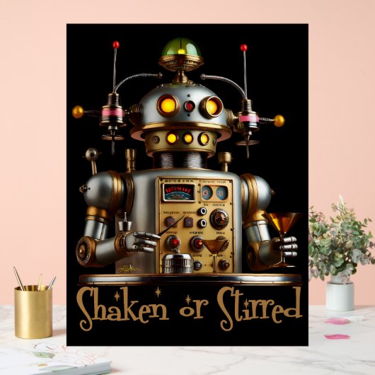 Futuristic Robot Bartender "Shaken or Stirred" Acryl Bord (Huwelijk)