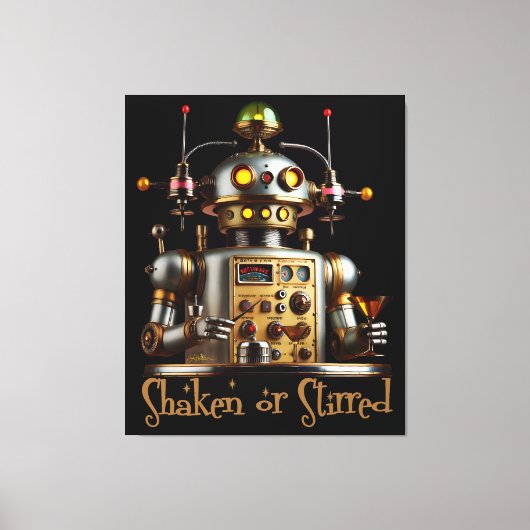 Futuristic Robot Bartender "Shaken or Stirred" Canvas Afdruk (Voorkant)