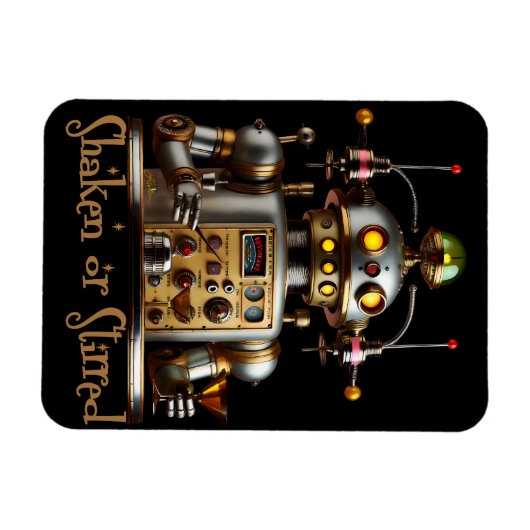 Futuristic Robot Bartender "Shaken or Stirred" Magneet (Horizontaal)