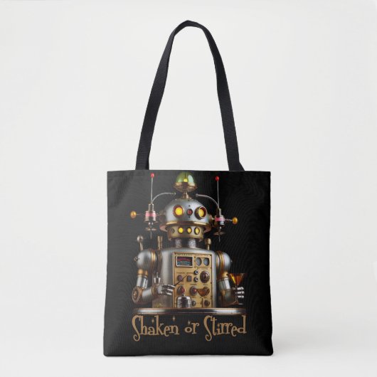 Futuristic Robot Bartender "Shaken or Stirred" Tote Bag (Voorkant)