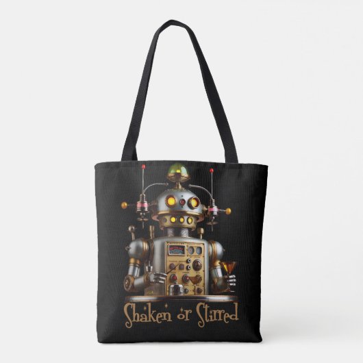 Futuristic Robot Bartender "Shaken or Stirred" Tote Bag (Achterkant)
