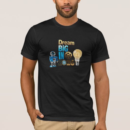 Futuristic Robot "Dream Big 2026" Tech Bella+Canva T-shirt (Voorkant)