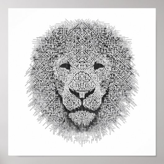 Futuristic Robotics Art: Cybernetic King Lion Head Poster (Voorkant)