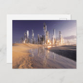 Futuristic Sci-Fi City Reflected In Desert Sands Briefkaart (Voorkant / Achterkant)