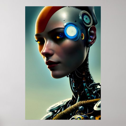 Futuristic Science Fiction Cyborg Lady Wall Art Poster (Voorkant)