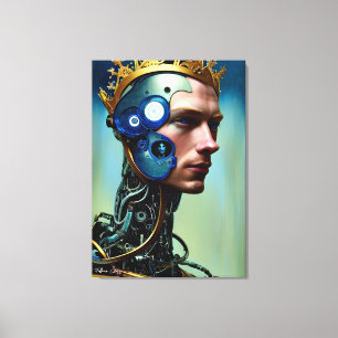 Futuristic Science Fiction Cyborg Man Wall Art Canvas Afdruk