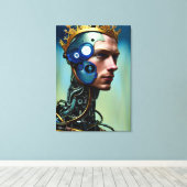 Futuristic Science Fiction Cyborg Man Wall Art Canvas Afdruk (Insitu (Houten vloer))