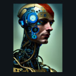 Futuristic Science Fiction Cyborg Man Wall Art Poster<br><div class="desc">Het Futuristic Science Fiction Cyborg Man Wall Art poster heeft een futuristische cyborg dame tegen een blauwe achtergrond,  AI gemaakt met de menselijke ontwerper die het kunstwerk leidt en produceert.</div>