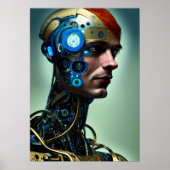 Futuristic Science Fiction Cyborg Man Wall Art Poster (Voorkant)