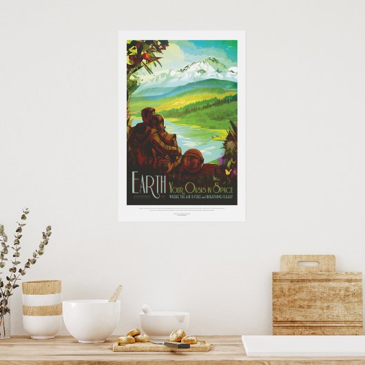 Futuristic Space Poster - Astronauts on Earth (Keuken)