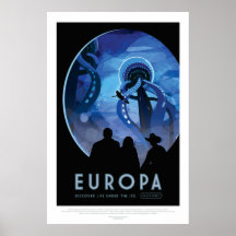 Futuristic Space Poster - Jupiter's Moon Europa